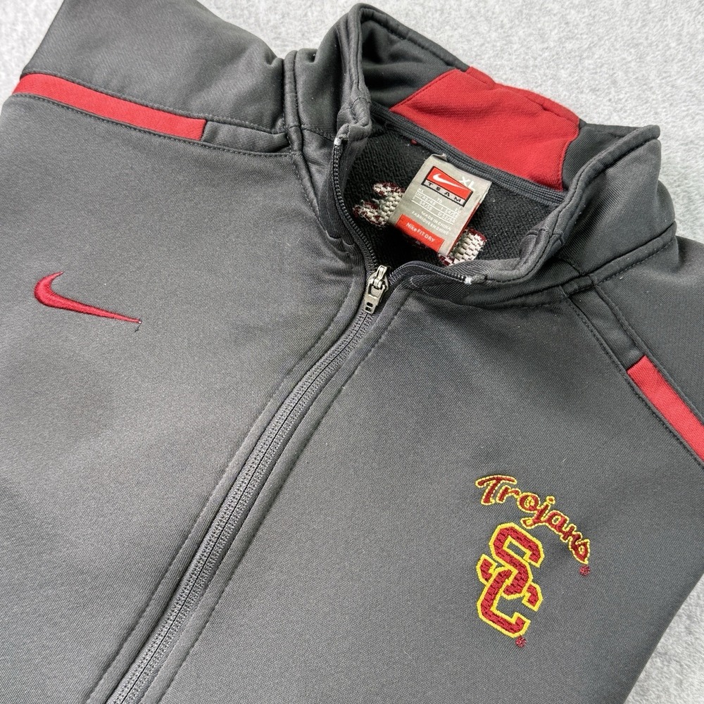 Nike Team USC Trojans Full Zip Jacket Men's XL Gray FitDry Authentic On Field